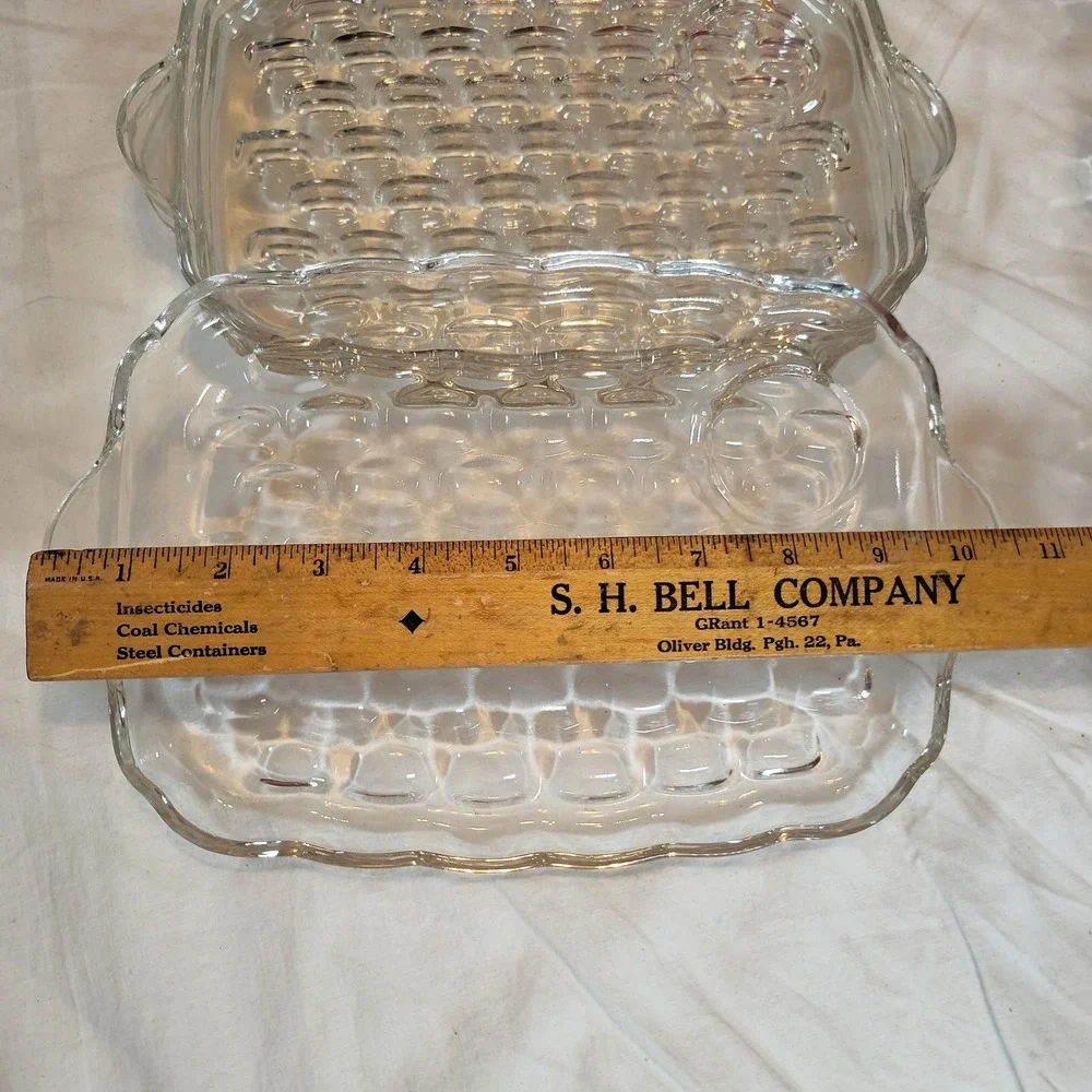 Federal Glass Snack Set A-8 Clear Homestead Pattern Vintage 8 Piece Set Boxed
